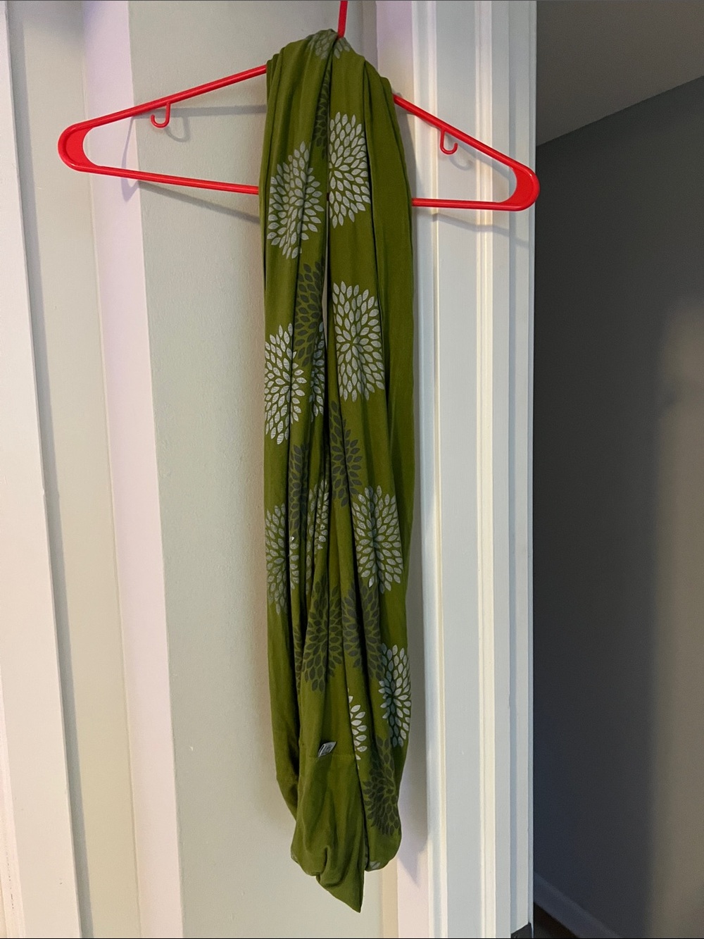 Olive Green Floral Infinity Scarf - Unbranded